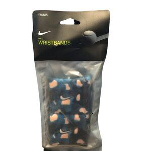 Nike Floral Ladies Tennis Wristbands Teal Aqua Peach Set of 2 OSFM